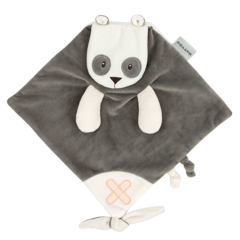  buddiezzz baby comforter panda grey white 